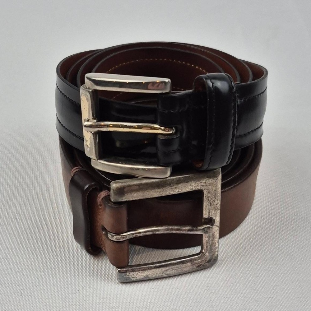 Cole Haan Gap Men's Leather Belt Lot of 2 34 35 Black Brown Classic VTG 90s Y2K